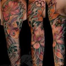 Tattoos - Fancy goldfish and lotus blossom sleeve spread - 115557